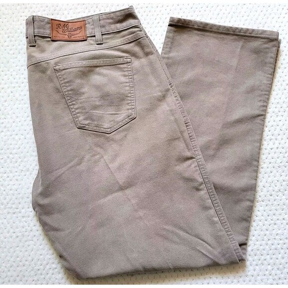 RM Williams Denim Australia Made Jeans Pants Mens 42R Straight Khaki Brown - Picture 1 of 8